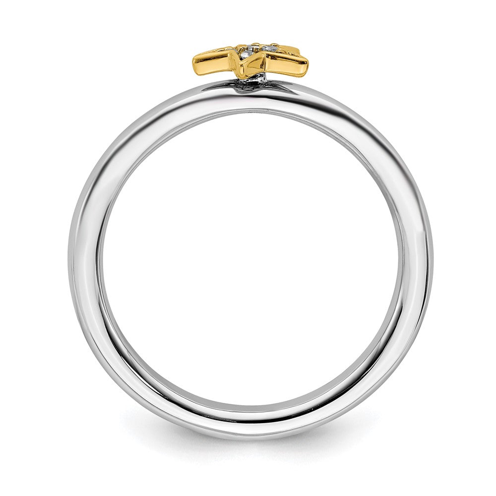 Alternate view of the Sterling Silver 14k Yellow Gold-Plated Diamond Stack Star Ring by The Black Bow Jewelry Co.