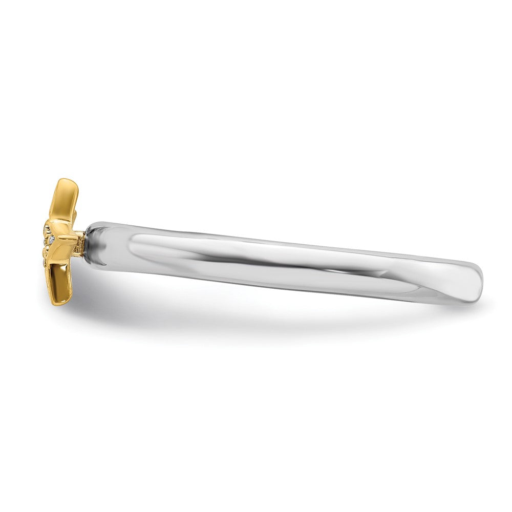 Alternate view of the Sterling Silver 14k Yellow Gold-Plated Diamond Stack Star Ring, Size 5 by The Black Bow Jewelry Co.
