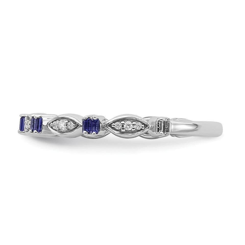 Alternate view of the 2.5mm Sterling Silver, Created Sapphire & Diamond Stack Band, Size 5 by The Black Bow Jewelry Co.