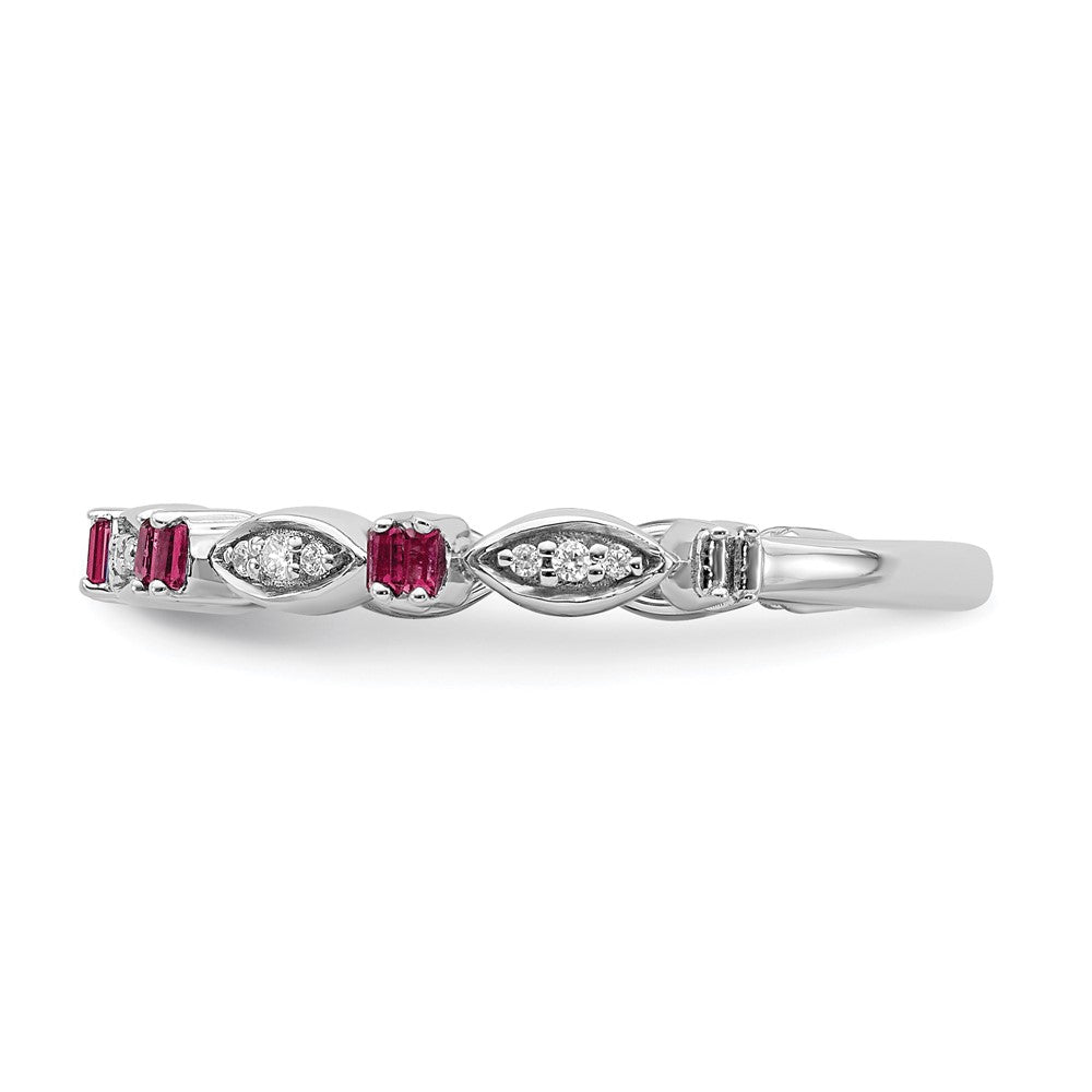 Alternate view of the 2.5mm Sterling Silver, Lab Created Ruby & Diamond Stack Band by The Black Bow Jewelry Co.