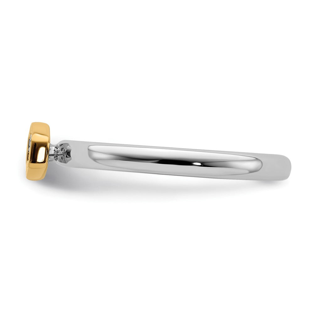 Alternate view of the Sterling Silver & 14k Gold-Plated Diamond Hexagon Stack Ring, Size 5 by The Black Bow Jewelry Co.