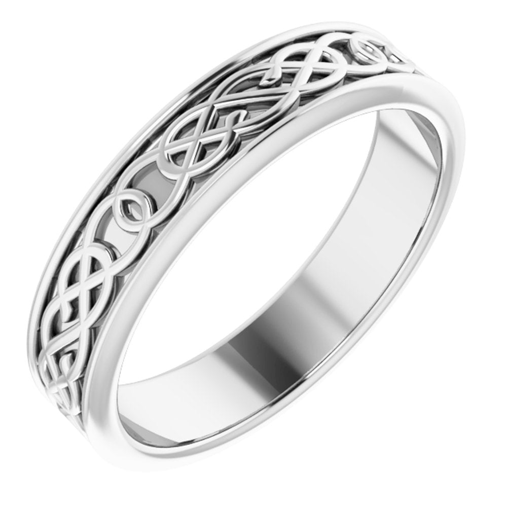 Men's 7mm 14K White Gold Celtic Inspired Standard Fit Band, Item R11528 by The Black Bow Jewelry Co.