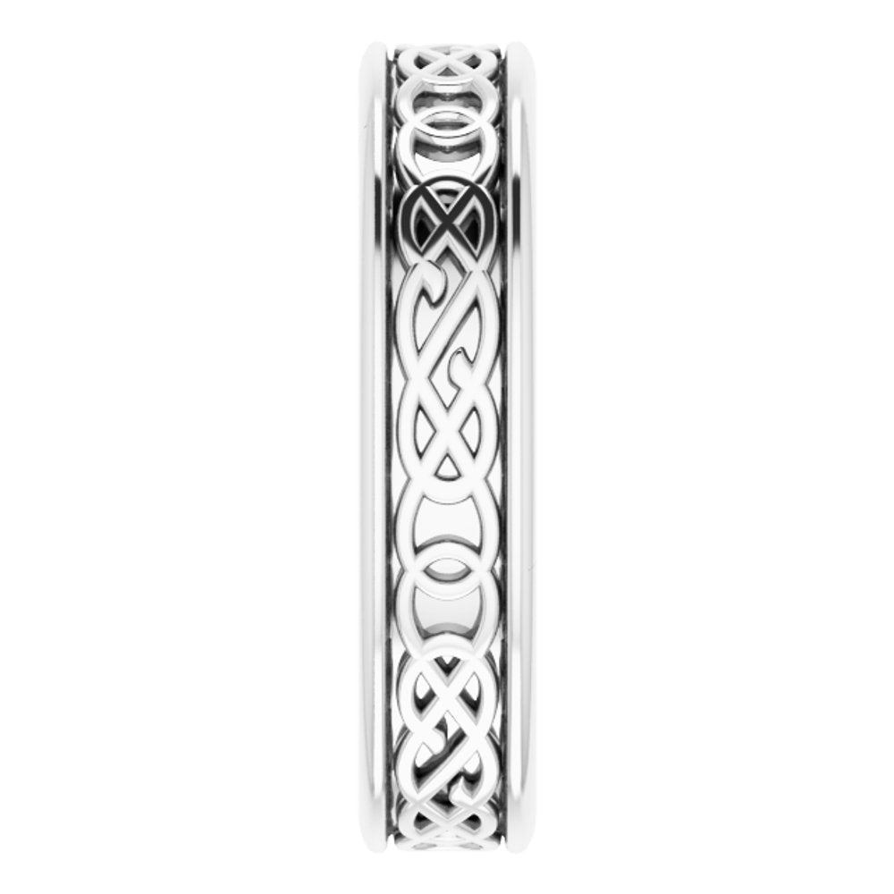 Alternate view of the Men's 7mm 14K White Gold Celtic Inspired Standard Fit Band by The Black Bow Jewelry Co.