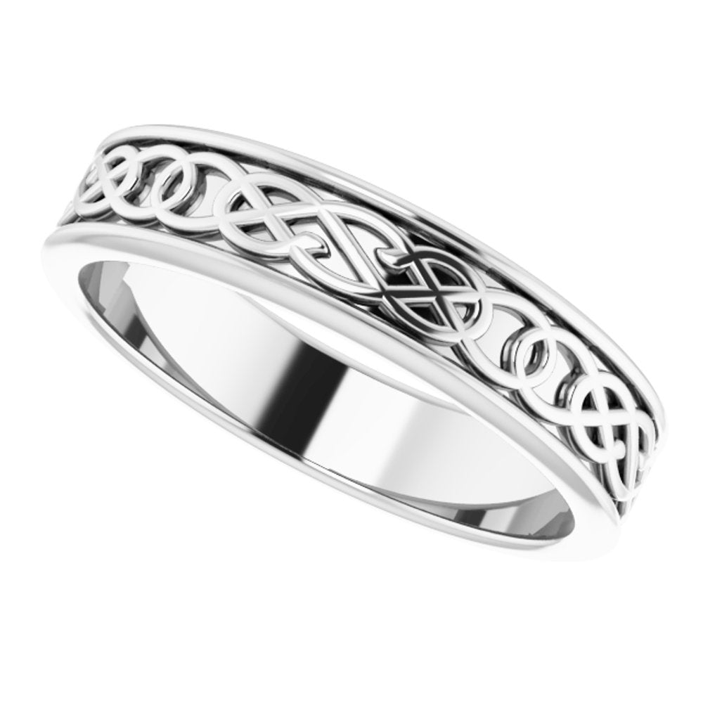 Alternate view of the Men's 7mm 14K White Gold Celtic Inspired Standard Fit Band by The Black Bow Jewelry Co.