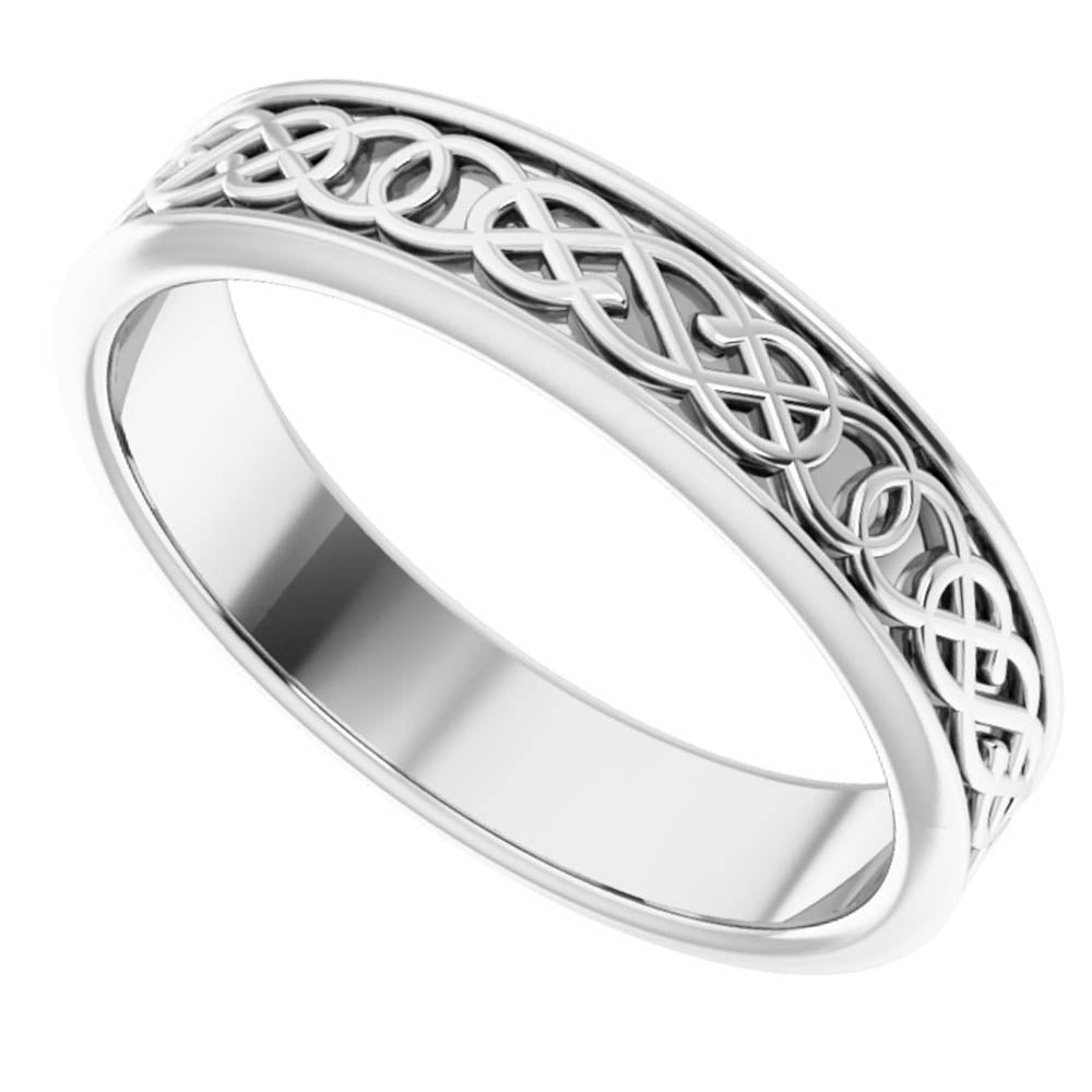 Alternate view of the Men's 7mm 14K White Gold Celtic Inspired Standard Fit Band by The Black Bow Jewelry Co.