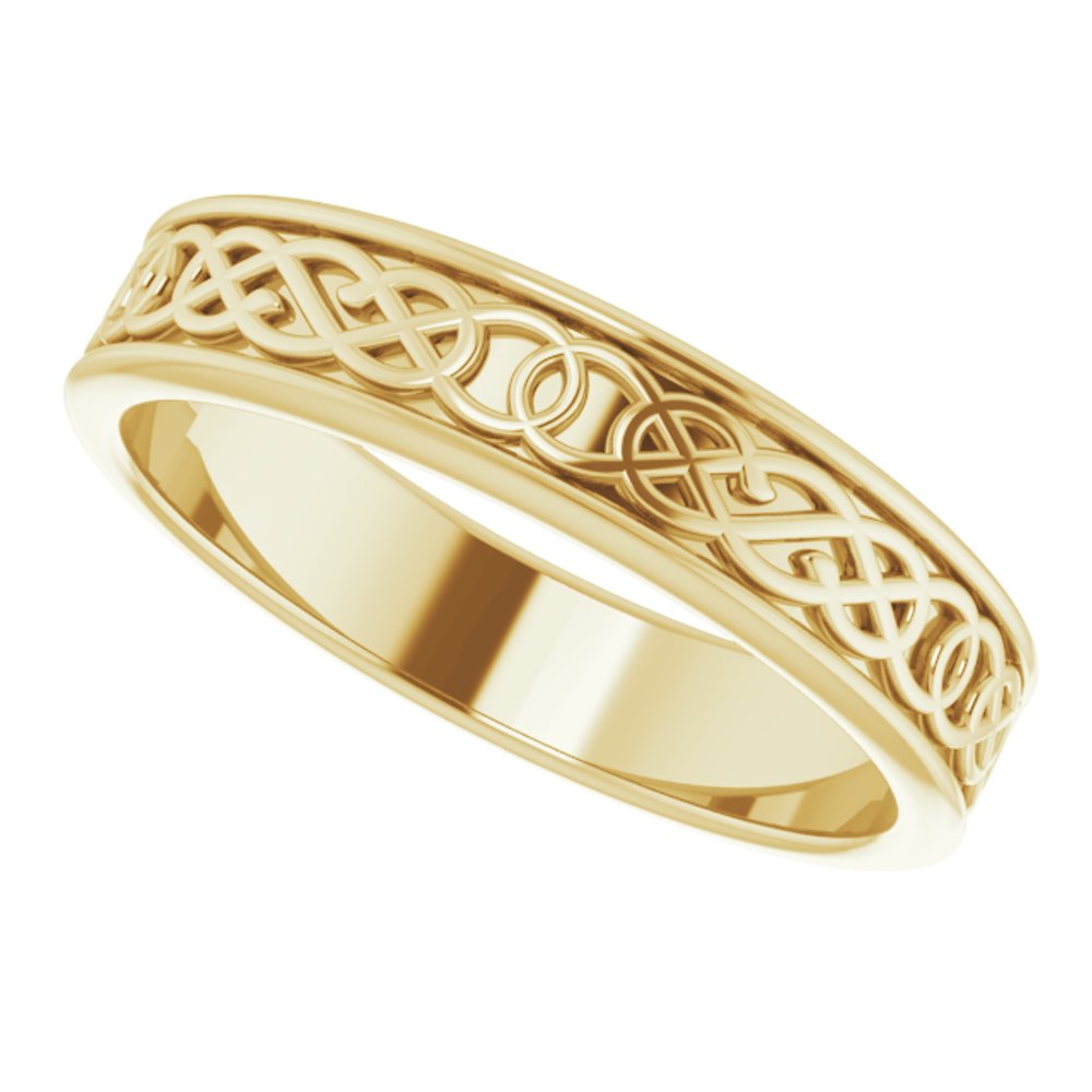 Alternate view of the Men's 5mm 14K Yellow Gold Celtic Inspired Standard Fit Band by The Black Bow Jewelry Co.