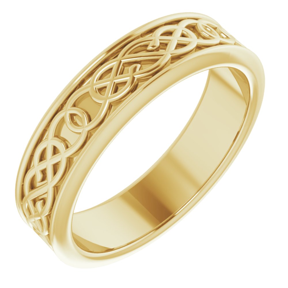 Alternate view of the Men's 5mm 14K Yellow Gold Celtic Inspired Standard Fit Band by The Black Bow Jewelry Co.