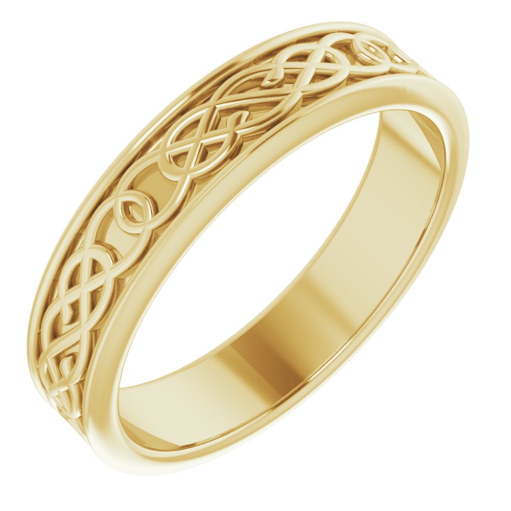 Men's 7mm 14K Yellow Gold Celtic Inspired Standard Fit Band, Item R11530 by The Black Bow Jewelry Co.