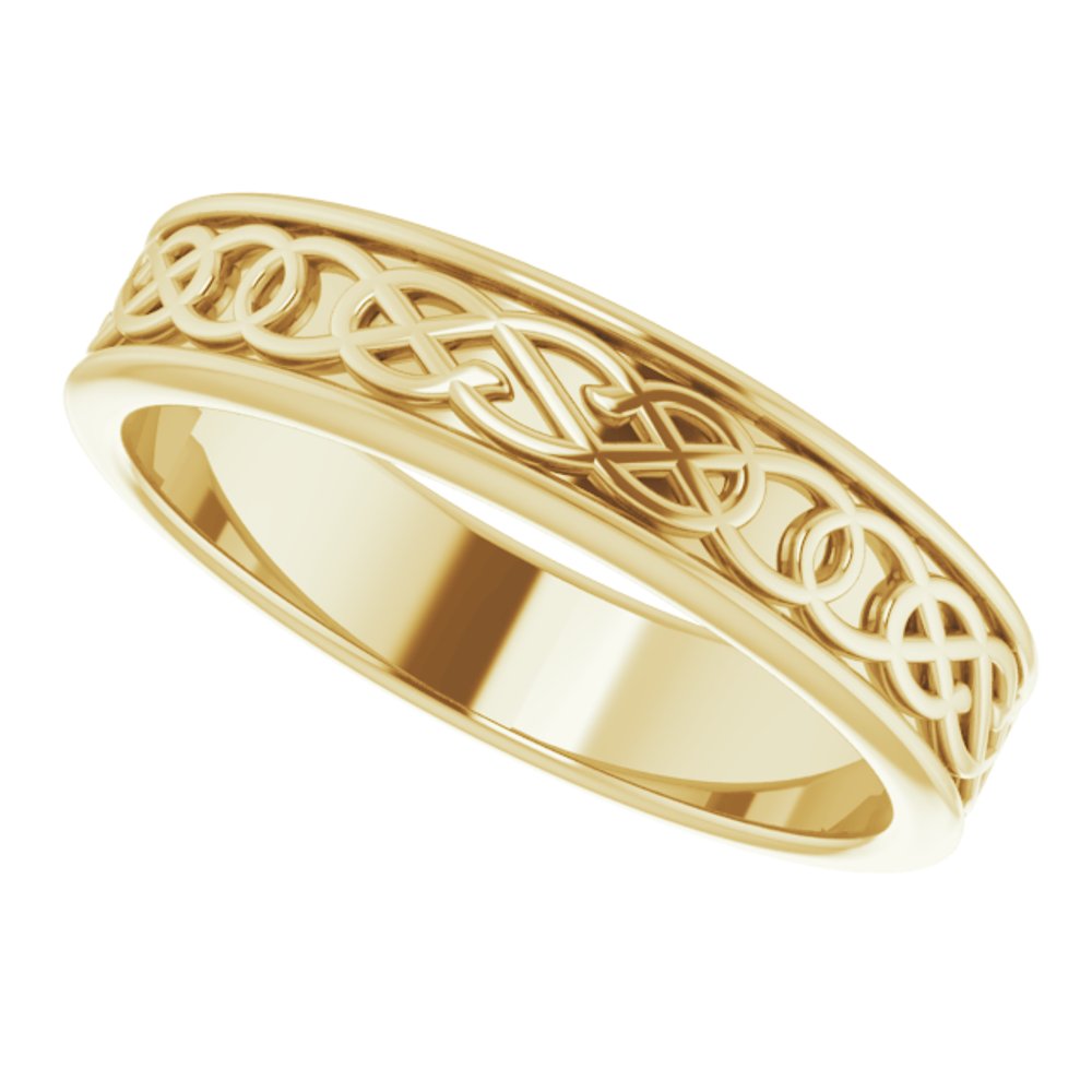 Alternate view of the Men's 7mm 14K Yellow Gold Celtic Inspired Standard Fit Band by The Black Bow Jewelry Co.
