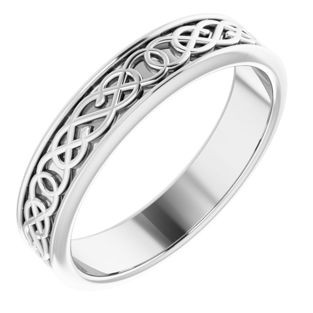 Men&#39;s 5mm Platinum Celtic Inspired Standard Fit Band, Item R11531 by The Black Bow Jewelry Co.