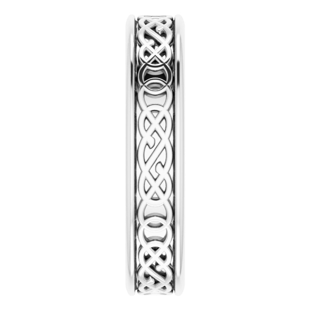 Alternate view of the Men&#39;s 5mm Platinum Celtic Inspired Standard Fit Band by The Black Bow Jewelry Co.