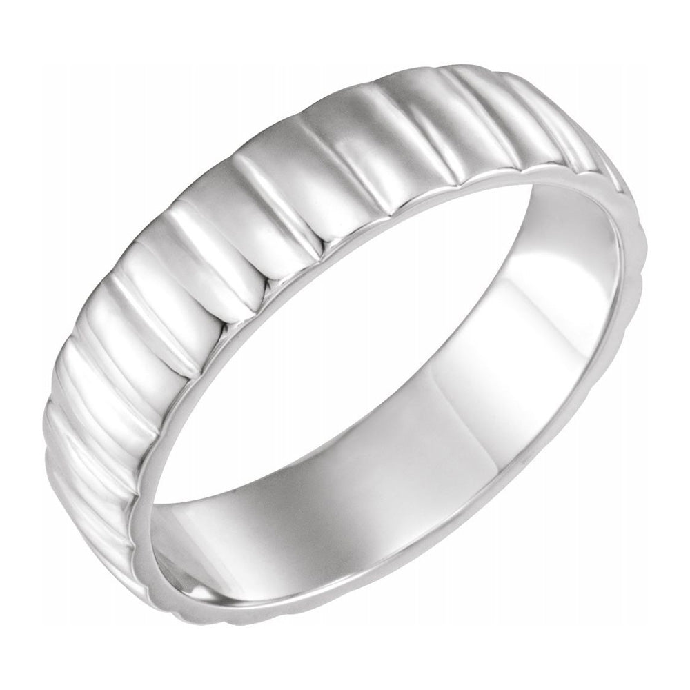6mm 14K White Gold Polished Grooved Standard Fit Band, Item R11533 by The Black Bow Jewelry Co.