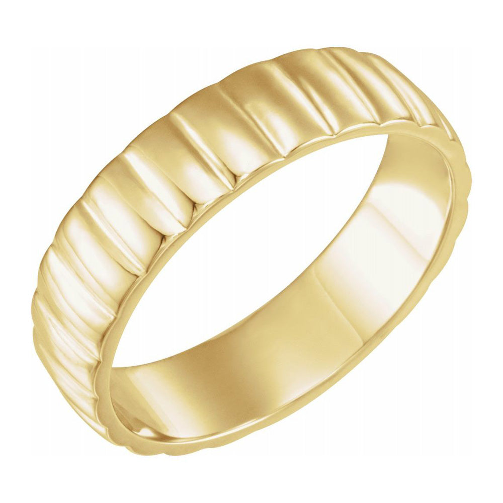 6mm 14K Yellow Gold Polished Grooved Standard Fit Band, Item R11534 by The Black Bow Jewelry Co.