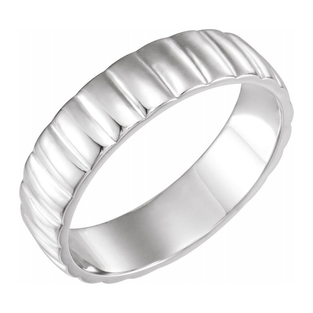 6mm Platinum Polished Grooved Standard Fit Band, Item R11535 by The Black Bow Jewelry Co.
