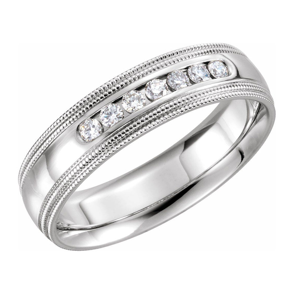 6mm 14K White Gold 1/4 CTW Diamond Double Milgrain Comfort Fit Band, Item R11537 by The Black Bow Jewelry Co.