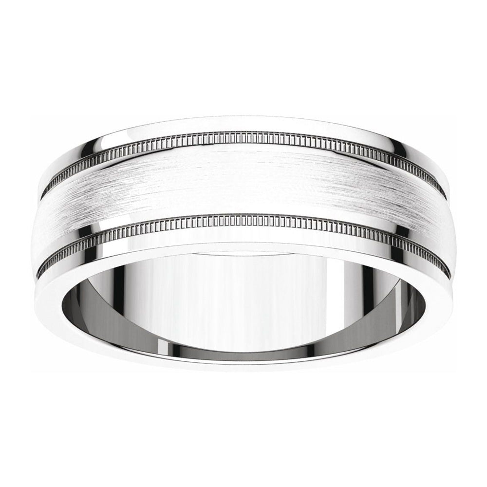 Alternate view of the 6mm 14K White Gold Flat Edge Satin Center Milgrain Comfort Fit Band by The Black Bow Jewelry Co.