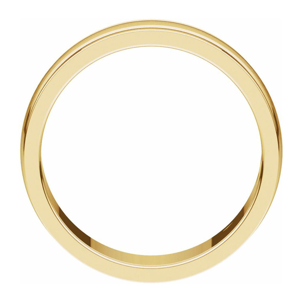 Alternate view of the 8mm 14K Yellow Gold Flat Edge Satin Center Milgrain Comfort Fit Band by The Black Bow Jewelry Co.