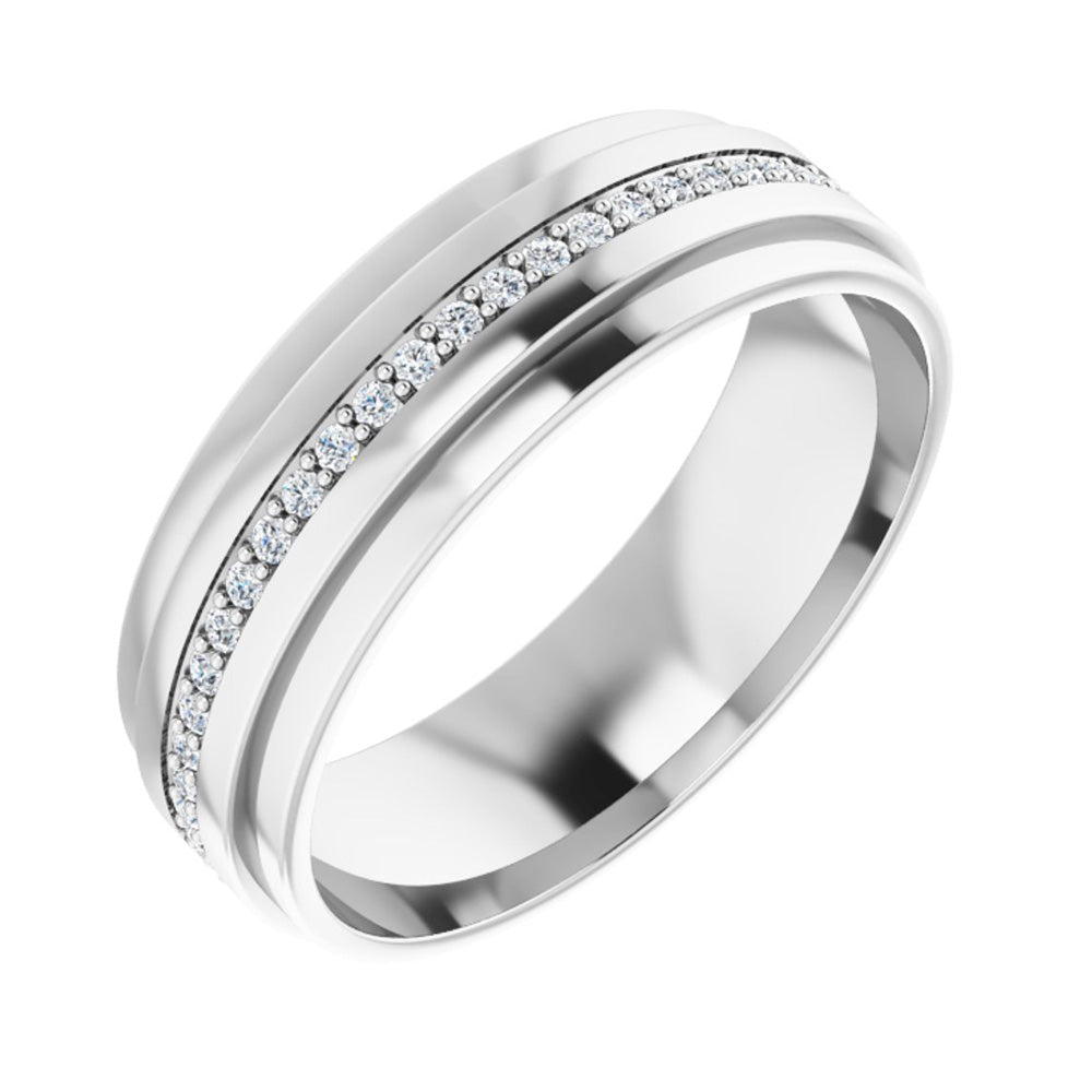 7mm 14K White Gold 1/3 to 3/8 CTW Diamond Eternity Ridge Edge Band, Item R11549 by The Black Bow Jewelry Co.