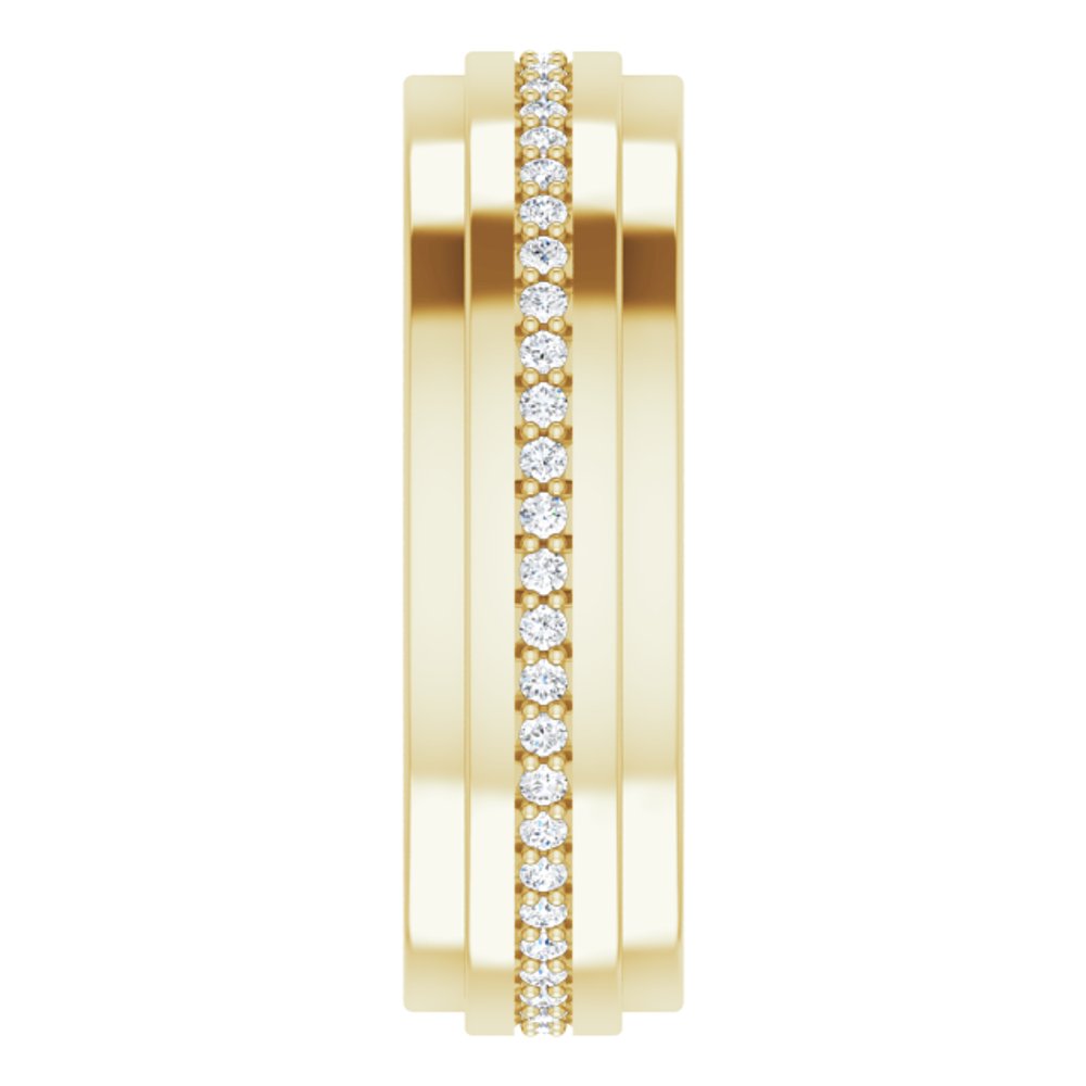 Alternate view of the 7mm 14K Yellow Gold 1/3 to 3/8 CTW Diamond Eternity Ridge Edge Band by The Black Bow Jewelry Co.