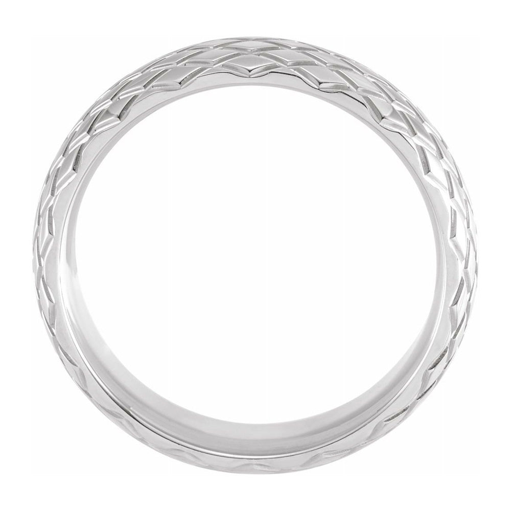 Alternate view of the 6mm Continuum Sterling Silver Crisscross Patterned Comfort Fit Band by The Black Bow Jewelry Co.