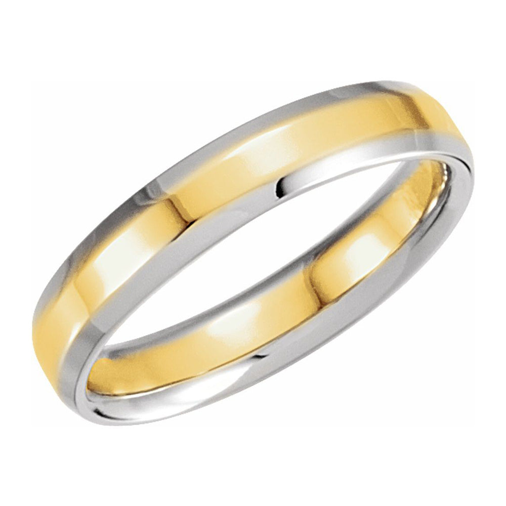 4mm 14K White & Yellow Gold Beveled Edge Comfort Fit Band, Item R11562 by The Black Bow Jewelry Co.
