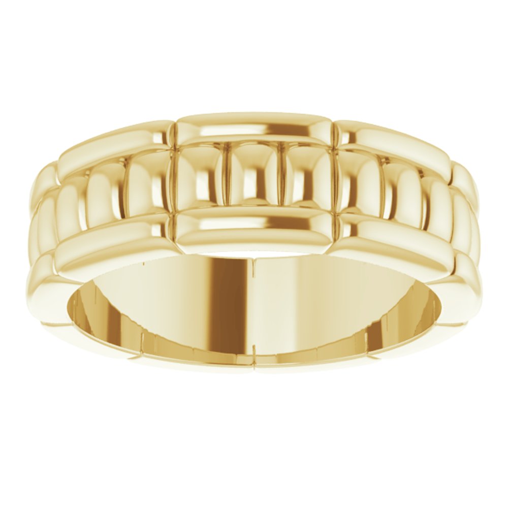 Alternate view of the 6mm 14K Yellow Gold Grooved Pattern Standard Fit Band by The Black Bow Jewelry Co.