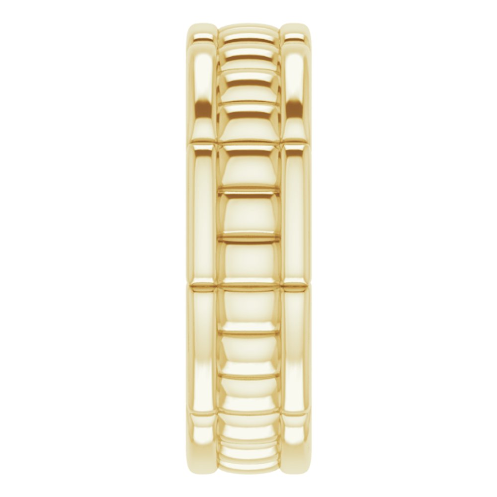 Alternate view of the 6mm 14K Yellow Gold Grooved Pattern Standard Fit Band by The Black Bow Jewelry Co.