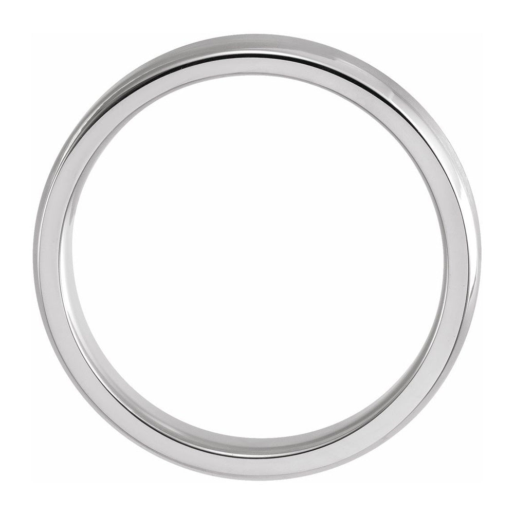 Alternate view of the 4mm 14K White Gold Beveled Edge Satin Comfort Fit Band by The Black Bow Jewelry Co.