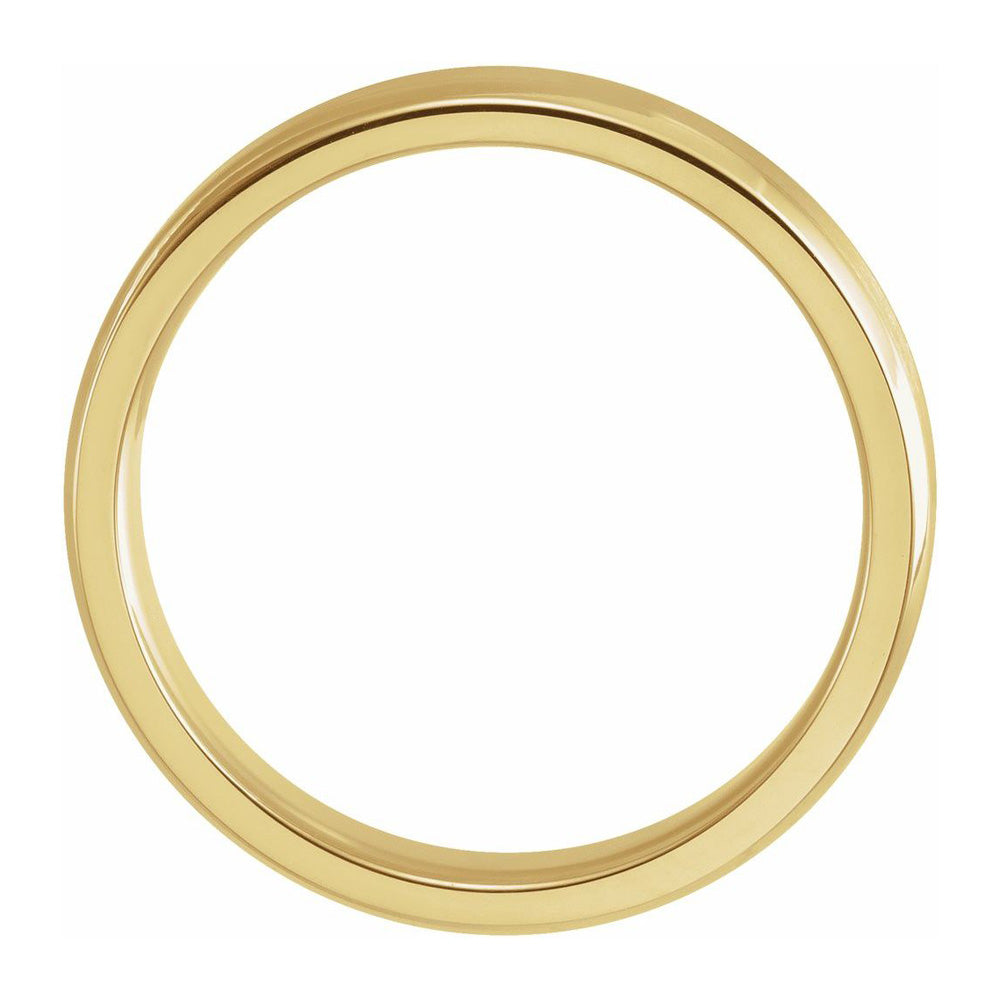 Alternate view of the 4mm 14K Yellow Gold Beveled Edge Satin Comfort Fit Band by The Black Bow Jewelry Co.