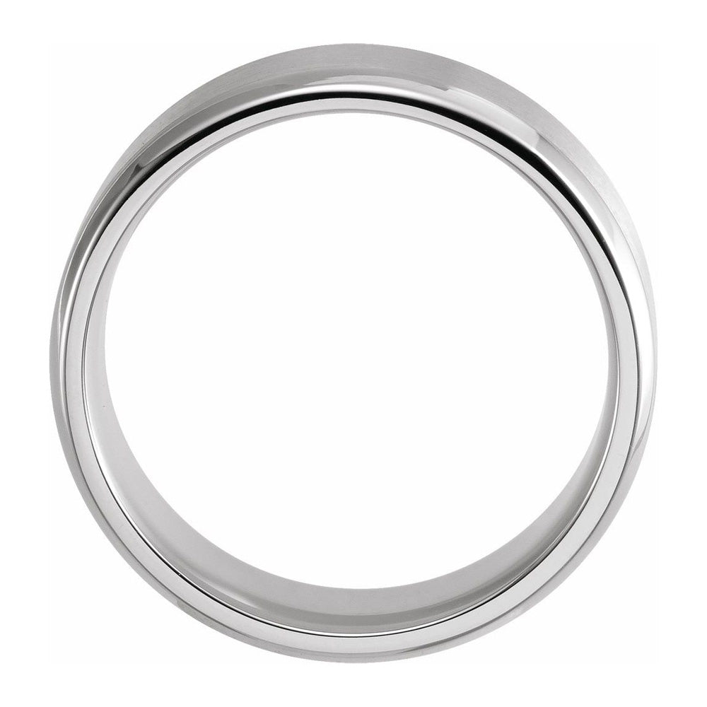 Alternate view of the 8mm Continuum Sterling Silver Beveled Edge Satin Comfort Fit Band by The Black Bow Jewelry Co.