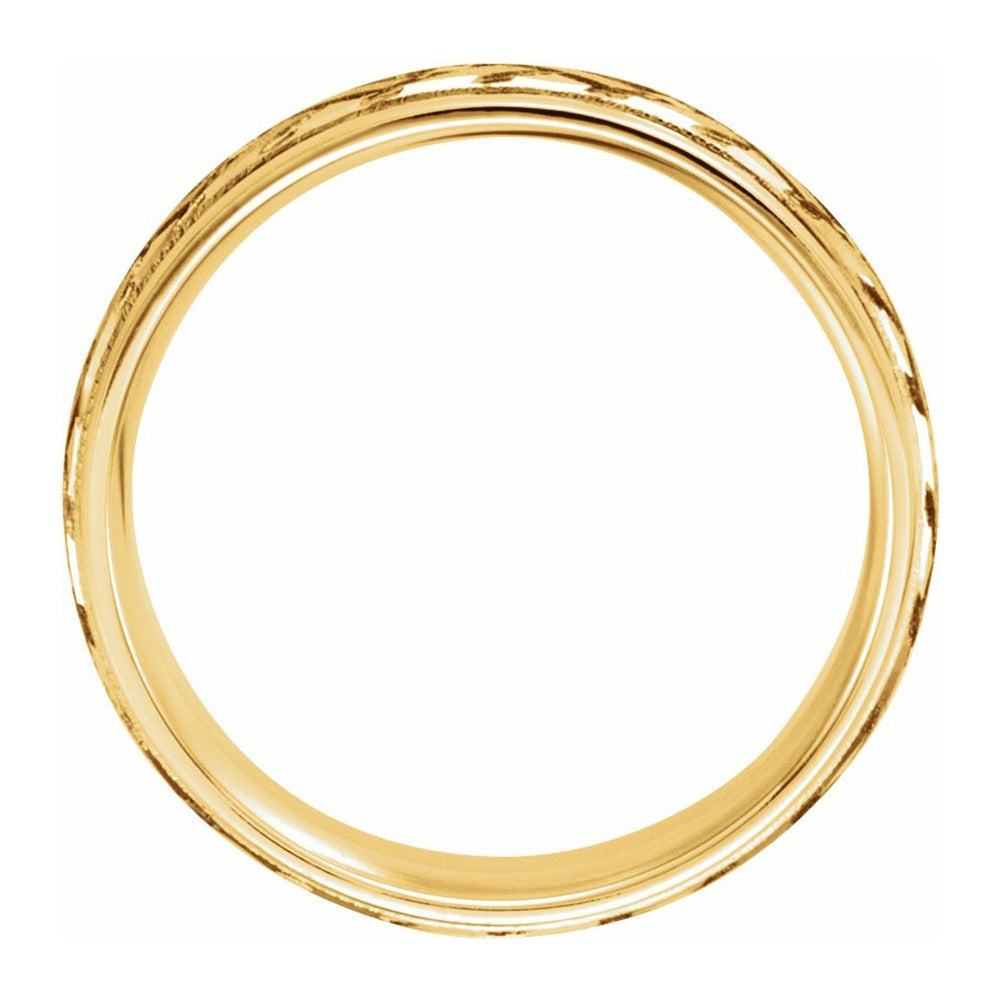 Alternate view of the 7mm 14K Yellow Gold Woven Design Comfort Fit Band by The Black Bow Jewelry Co.