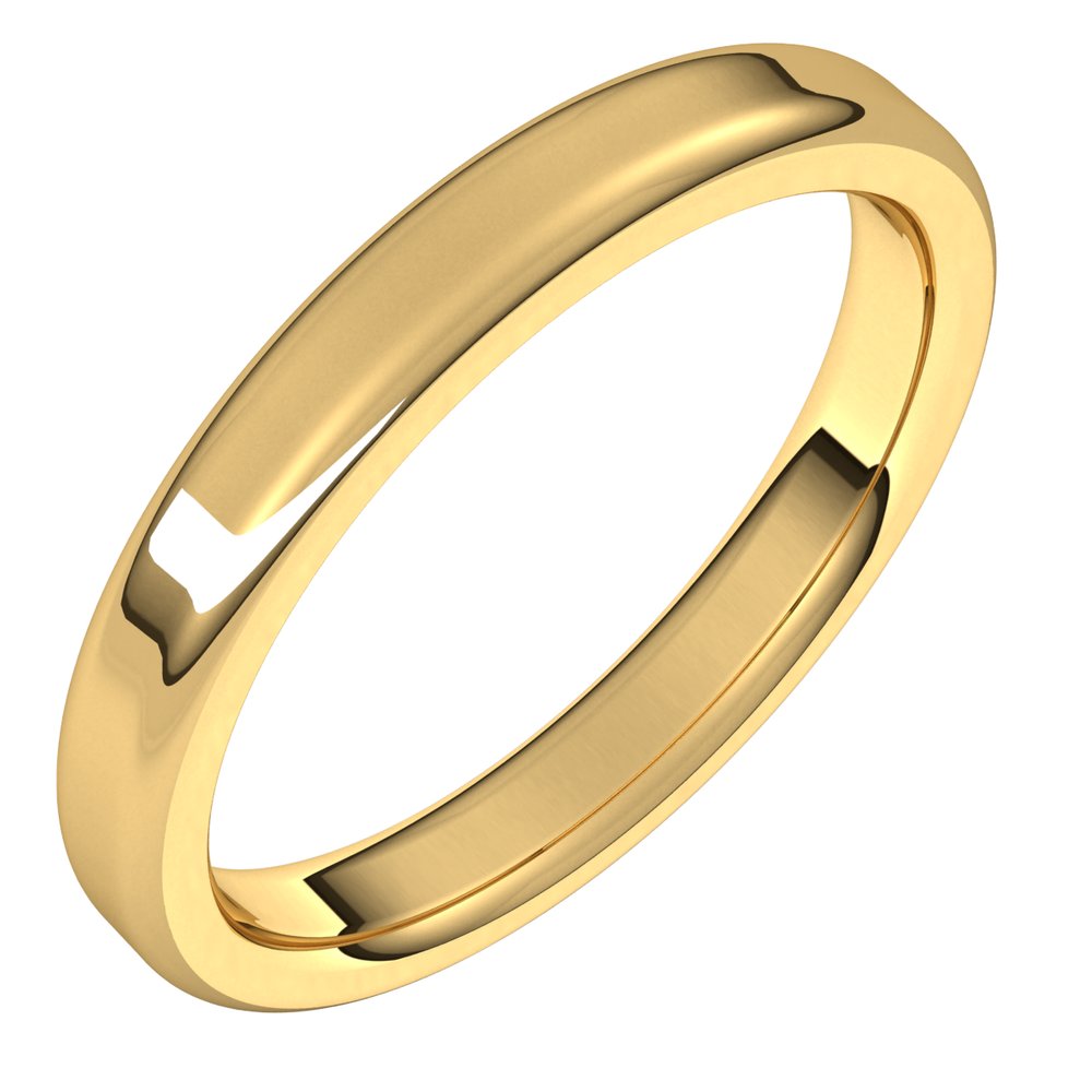 3mm 14K Yellow Gold Polished Round Edge Comfort Fit Flat Band, Item R11582 by The Black Bow Jewelry Co.