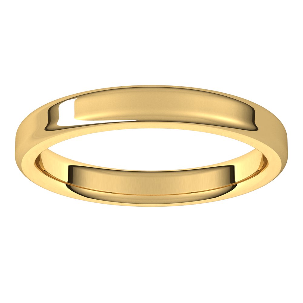 Alternate view of the 3mm 14K Yellow Gold Polished Round Edge Comfort Fit Flat Band by The Black Bow Jewelry Co.