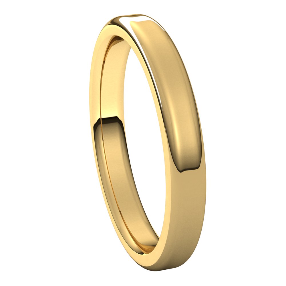 Alternate view of the 3mm 14K Yellow Gold Polished Round Edge Comfort Fit Flat Band by The Black Bow Jewelry Co.