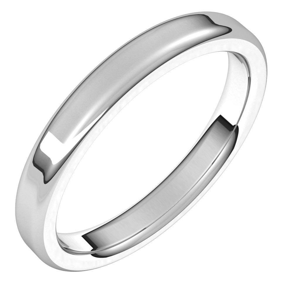 3mm 14K White Gold Polished Round Edge Comfort Fit Flat Band, Item R11583 by The Black Bow Jewelry Co.
