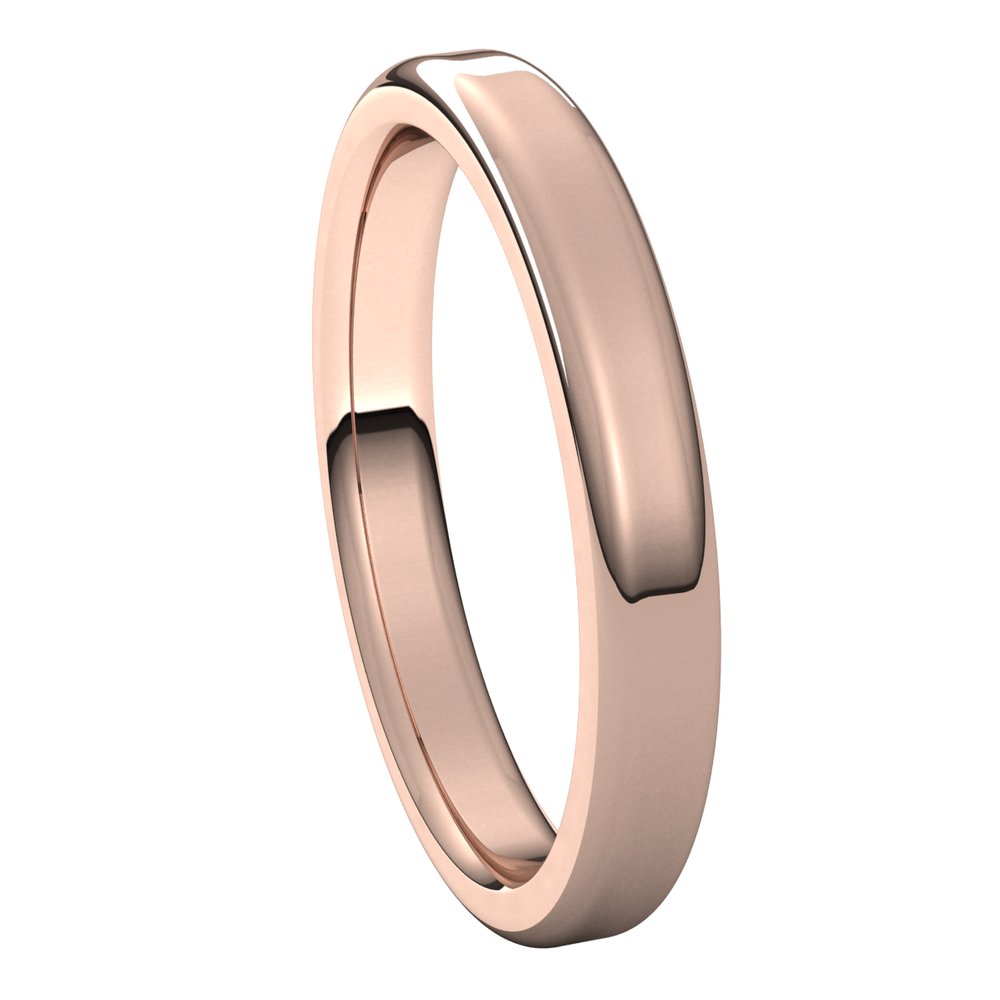 Alternate view of the 3mm 14K Rose Gold Polished Round Edge Comfort Fit Flat Band by The Black Bow Jewelry Co.