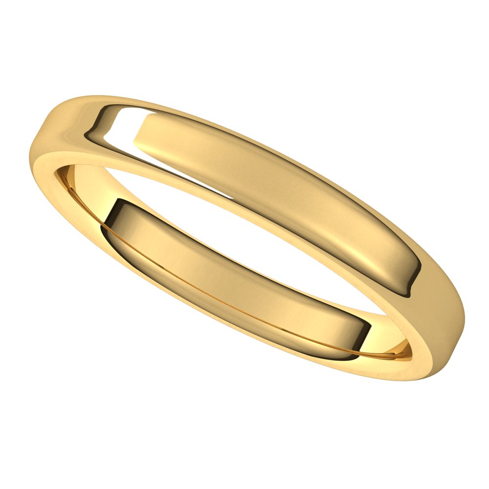 Alternate view of the 3mm 10K Yellow Gold Polished Round Edge Comfort Fit Flat Band by The Black Bow Jewelry Co.