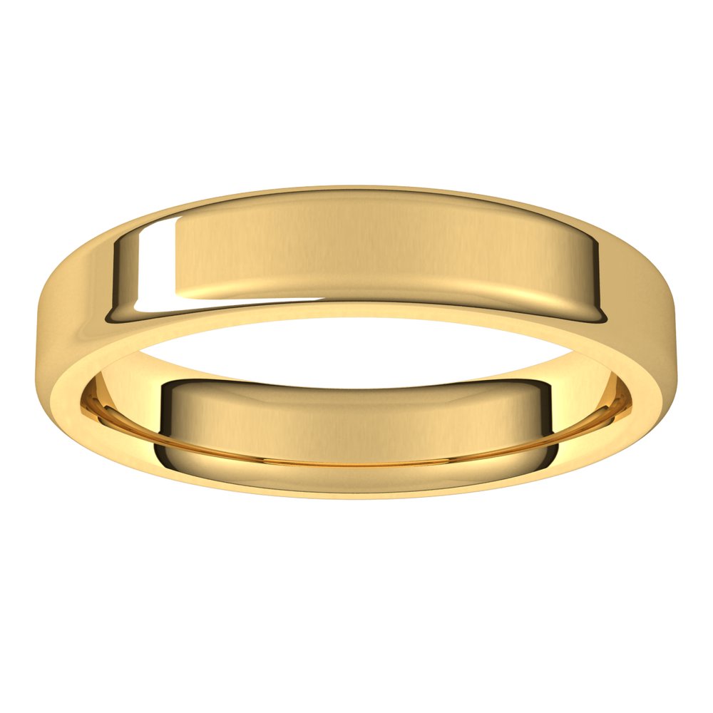 Alternate view of the 4mm 14K Yellow Gold Polished Round Edge Comfort Fit Flat Band by The Black Bow Jewelry Co.