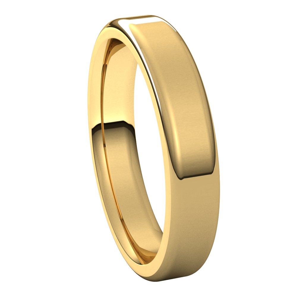 Alternate view of the 4mm 14K Yellow Gold Polished Round Edge Comfort Fit Flat Band by The Black Bow Jewelry Co.