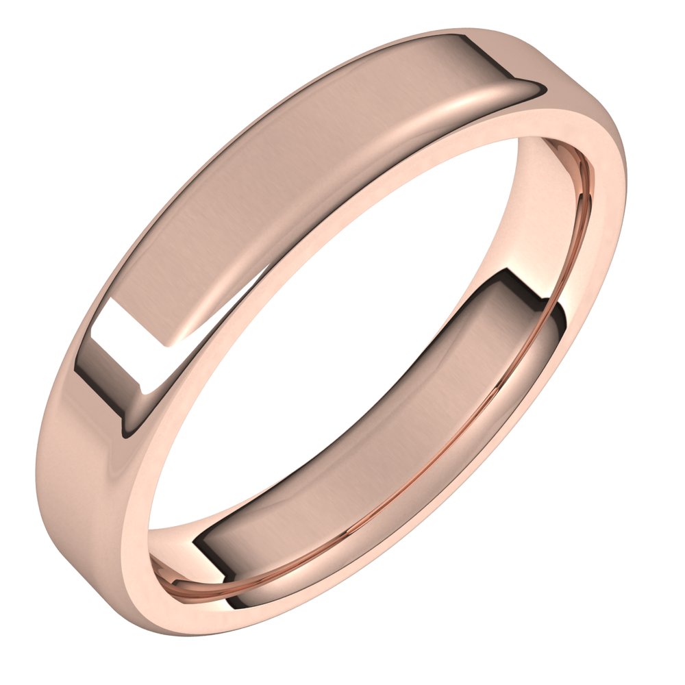 4mm 14K Rose Gold Polished Round Edge Comfort Fit Flat Band, Item R11590 by The Black Bow Jewelry Co.