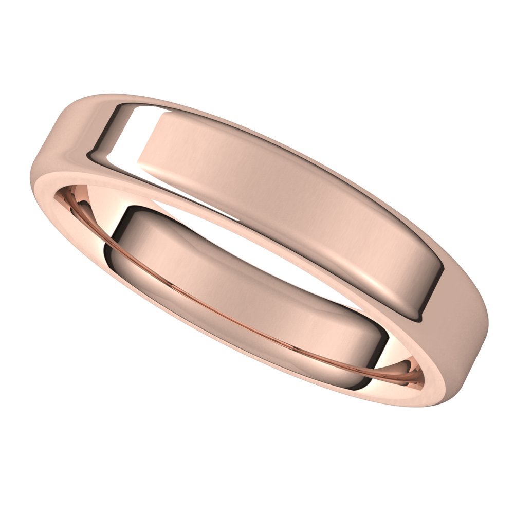 Alternate view of the 4mm 14K Rose Gold Polished Round Edge Comfort Fit Flat Band by The Black Bow Jewelry Co.