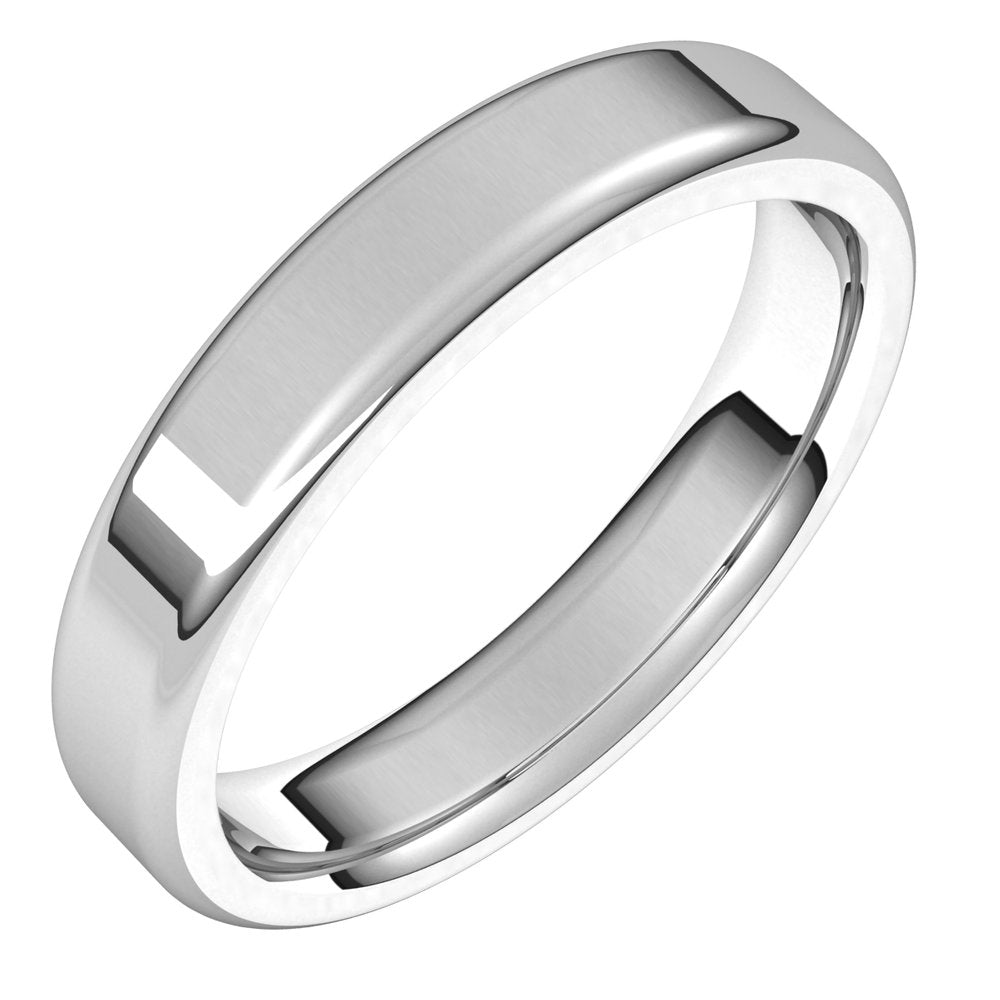 4mm Platinum Polished Round Edge Comfort Fit Flat Band, Item R11594 by The Black Bow Jewelry Co.