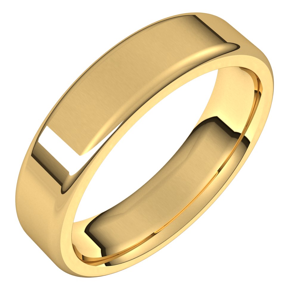 5mm 14K Yellow Gold Polished Round Edge Comfort Fit Flat Band, Item R11595 by The Black Bow Jewelry Co.