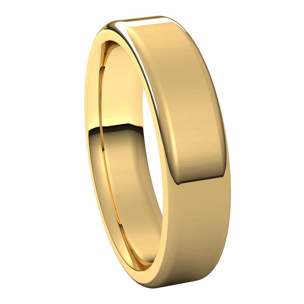 Alternate view of the 5mm 14K Yellow Gold Polished Round Edge Comfort Fit Flat Band by The Black Bow Jewelry Co.