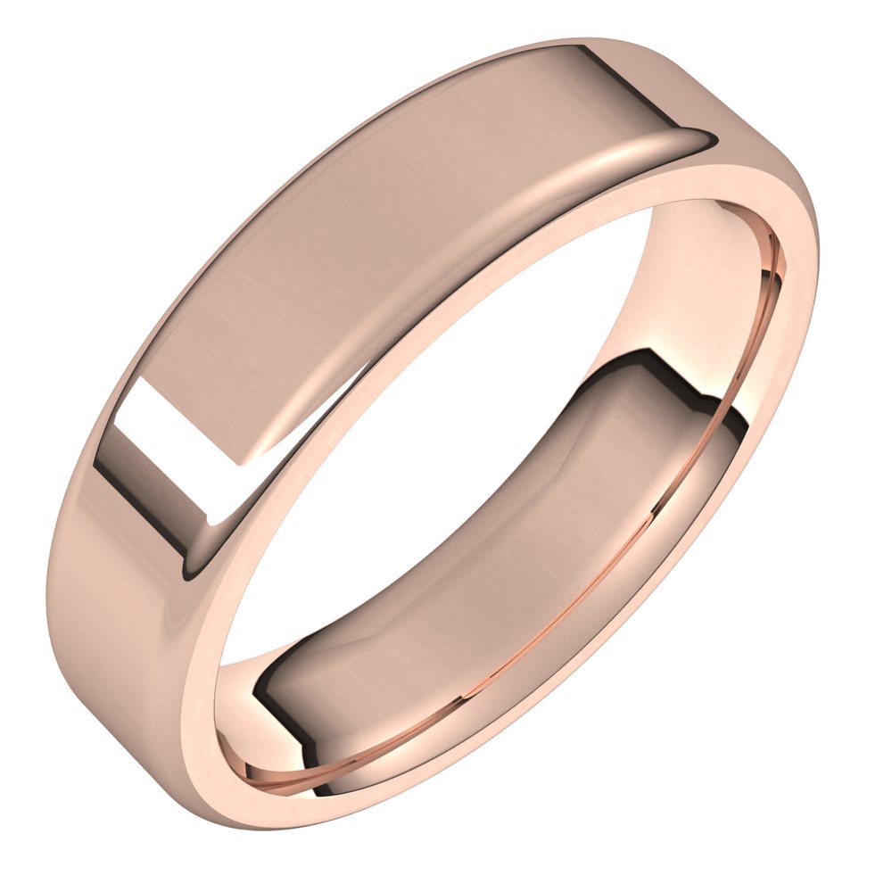 5mm 14K Rose Gold Polished Round Edge Comfort Fit Flat Band, Item R11597 by The Black Bow Jewelry Co.
