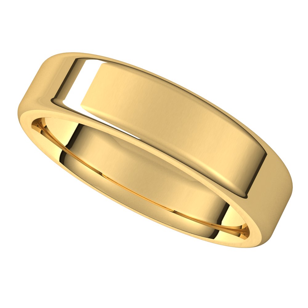 Alternate view of the 5mm 10K Yellow Gold Polished Round Edge Comfort Fit Flat Band by The Black Bow Jewelry Co.