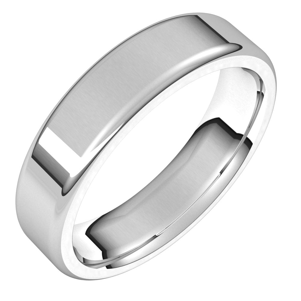 5mm 10K White Gold Polished Round Edge Comfort Fit Flat Band, Item R11599 by The Black Bow Jewelry Co.