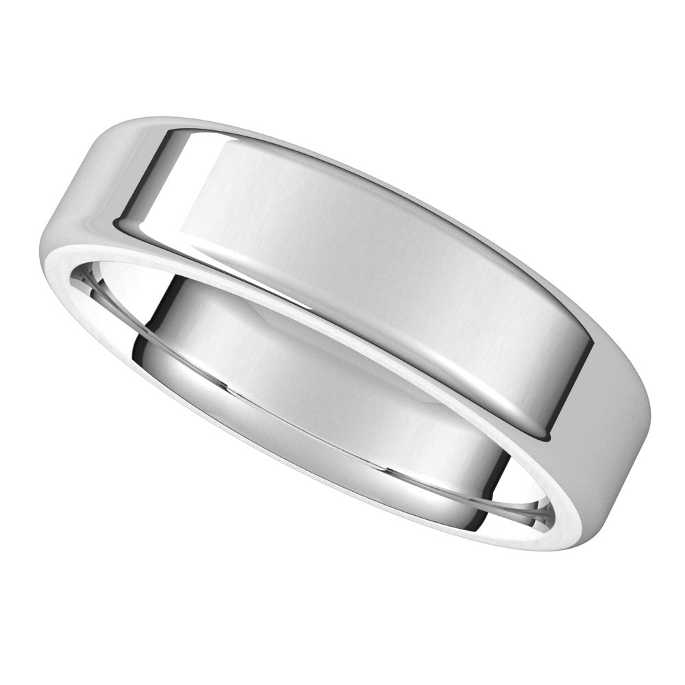 Alternate view of the 5mm 10K White Gold Polished Round Edge Comfort Fit Flat Band by The Black Bow Jewelry Co.