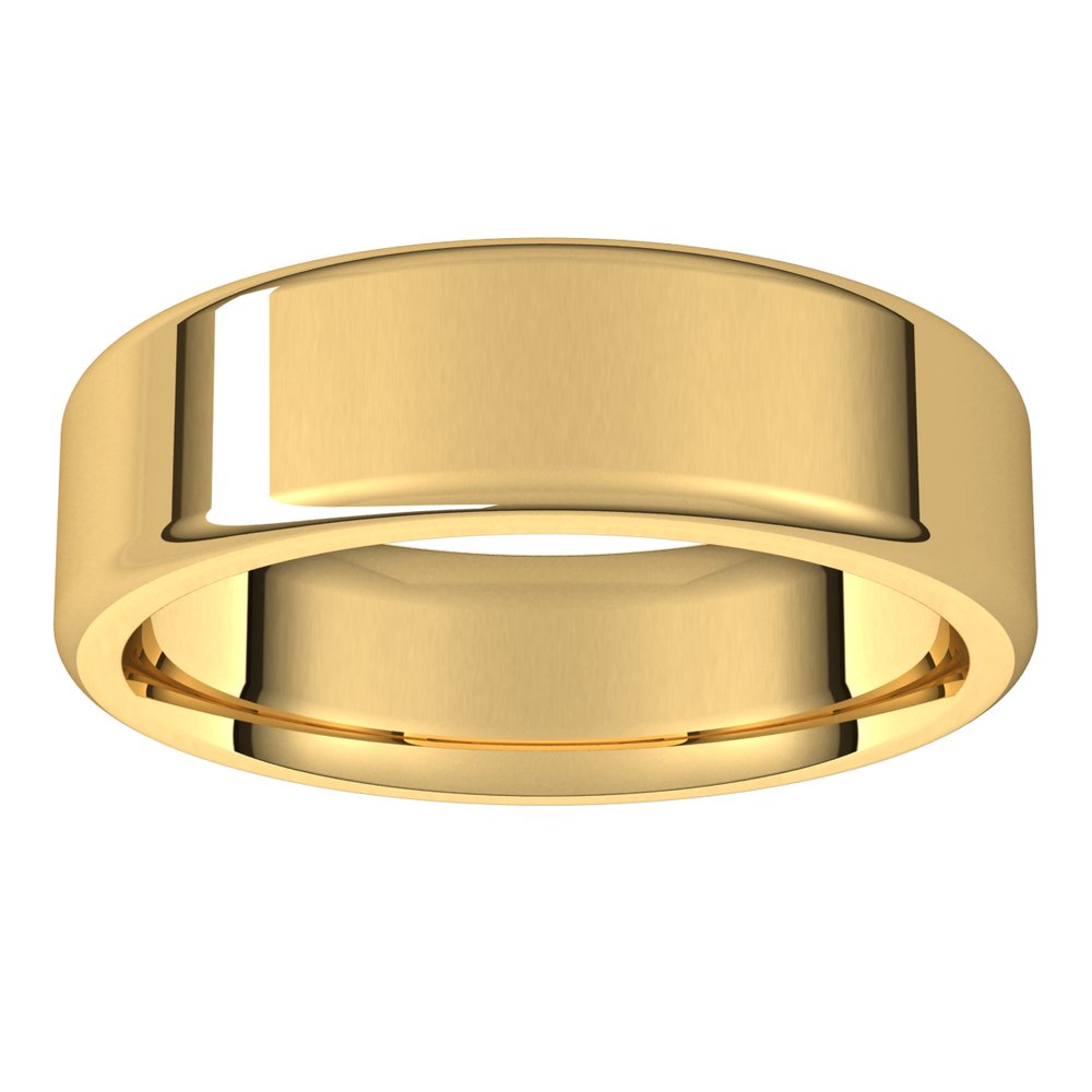 Alternate view of the 6mm 14K Yellow Gold Polished Round Edge Comfort Fit Flat Band by The Black Bow Jewelry Co.