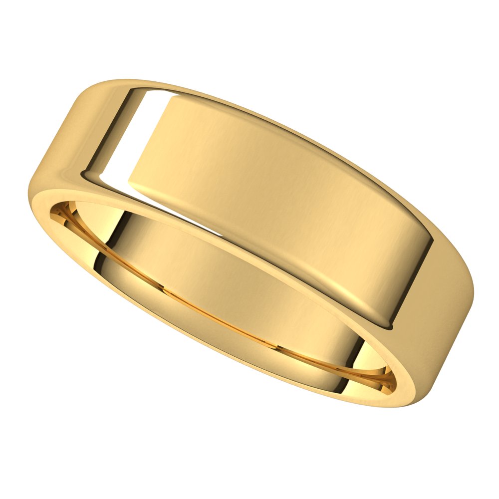 Alternate view of the 6mm 14K Yellow Gold Polished Round Edge Comfort Fit Flat Band by The Black Bow Jewelry Co.